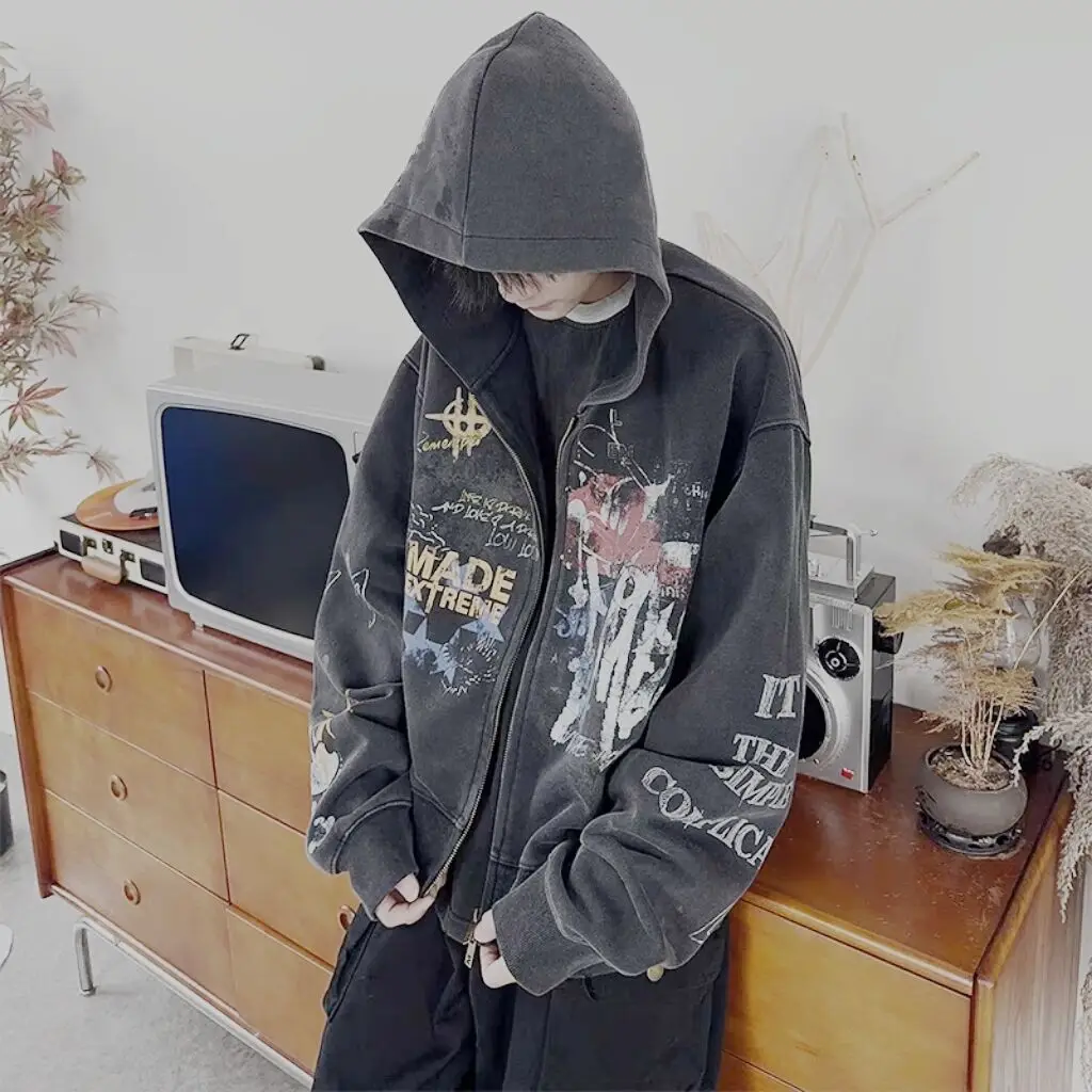 

Женская модная и персонализированная толстовка с принтом, винтажная осенняя верхняя одежда, женское модное теплое пальто с длинными рукавами