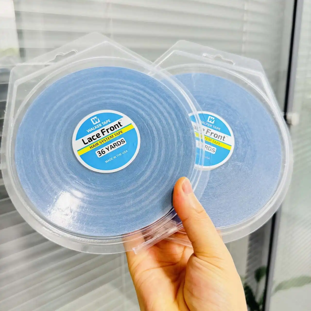

0.8cm 36yards Blue Wig Tape Lace Front Double Side Adhesive Hair System Tape Roll for Wig Toupee Hair Extensions