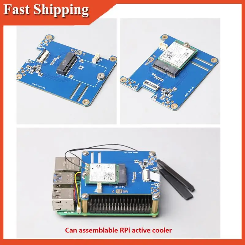 

Efficient MPW7ACA For Raspberry Pi 5 PCIE To M.2 E-Key Wifi7 Module With Case BE200 Wif6e AX210,AX200