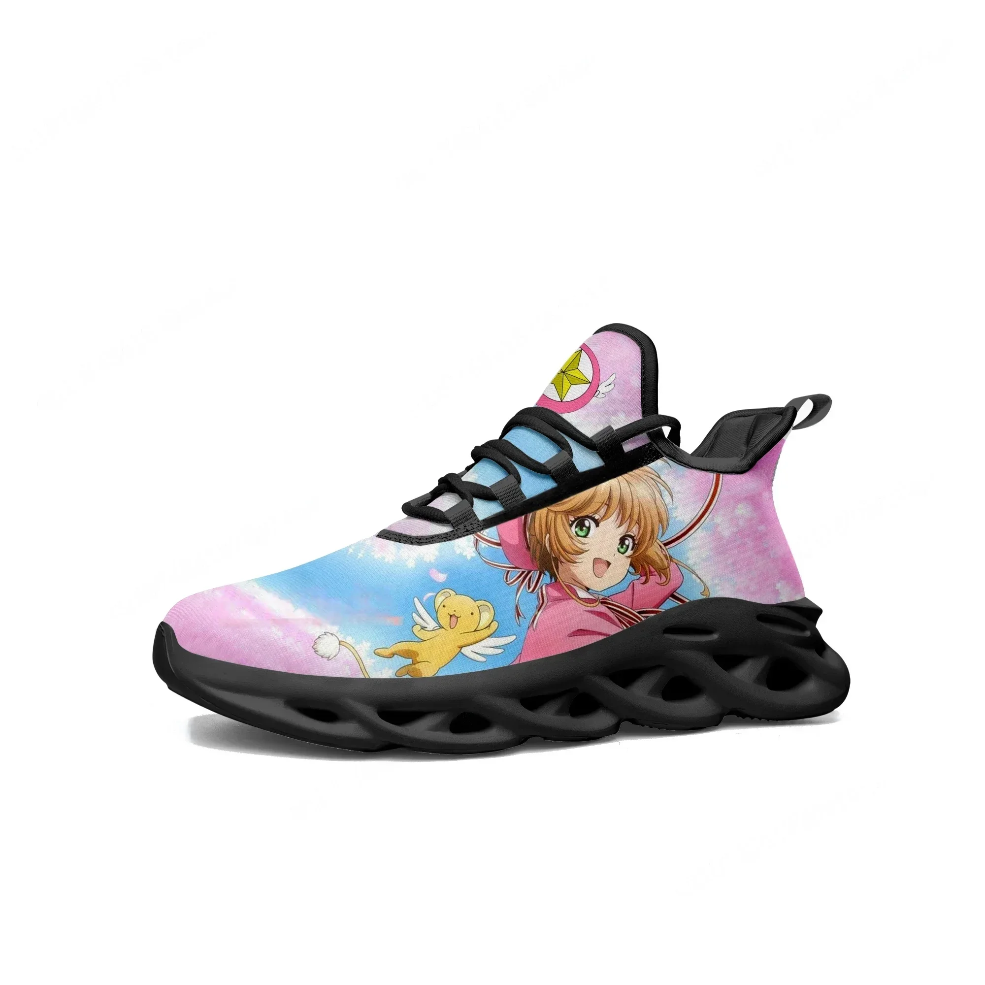 

Кроссовки Cardcaptor Sakura Flats для мужчин, женщин и подростков, спортивная обувь для бега, высококачественная аниме-обувь на шнуровке с сетчатым верхом
