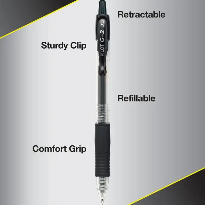Pilot G2 Premium Retractable Gel Ink Rolling Ball Pens, Extra Fine Point, Black Ink, 4 Count