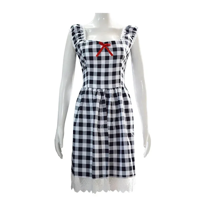 

Adult Kids Cindy Lou Cosplay Costume For Women Girls Halloween Role Play Plaid Dress With Red Cloak Christmas Party Suit jk;6