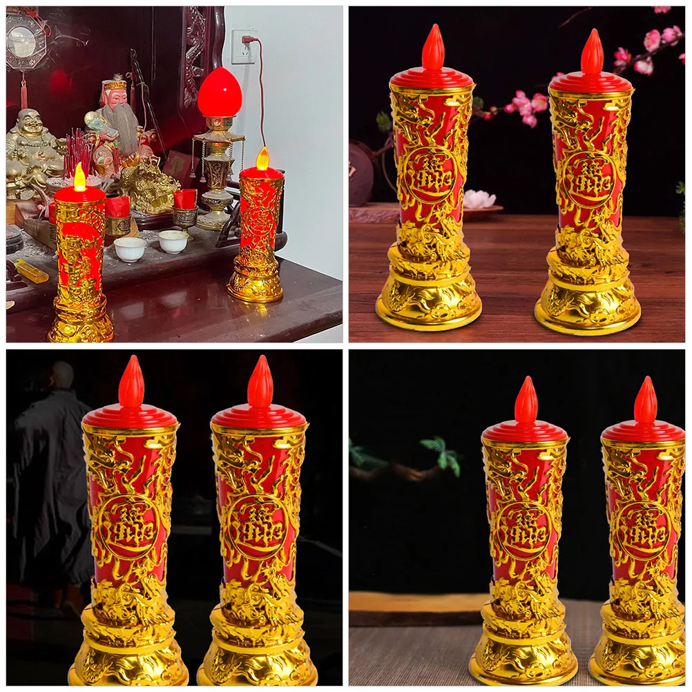

Led Flameless Lights Chinese Style Lights For Sacrifice Home Office Decorative Reusable Electric Candles