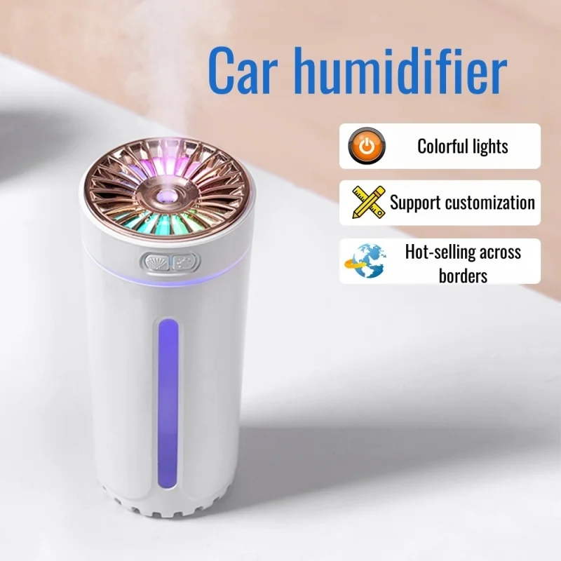 Small New Car Aroma Humidifier With 7Color Ambient Light, MultiFunction Nano Water Particle Humidifier For Home And Car Use