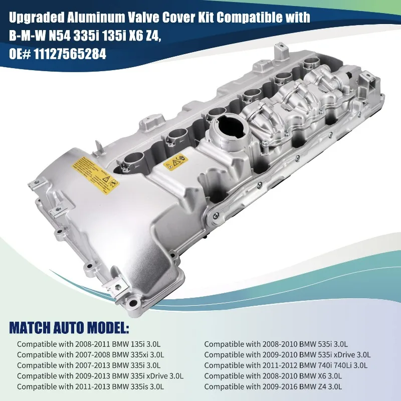 11127565284 N54 Aluminum Engine Valve Cover for BMW 135i 335i 335xi 335is 535i xDrive 740i X6 Z4 E88 E82 E90 E91 E92 E93 3.0L view 3