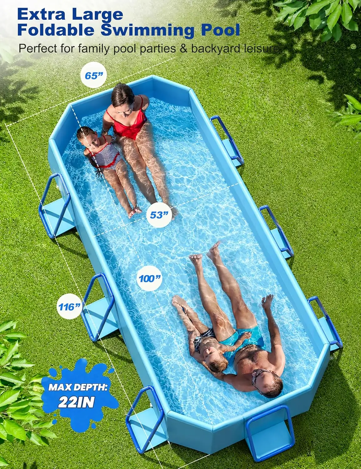 Foldable Swimming Pool   Adults Ground Cloth Non-Inflatable Backyard Garden Water Party Collapsible Dog 116x65x22, Custom