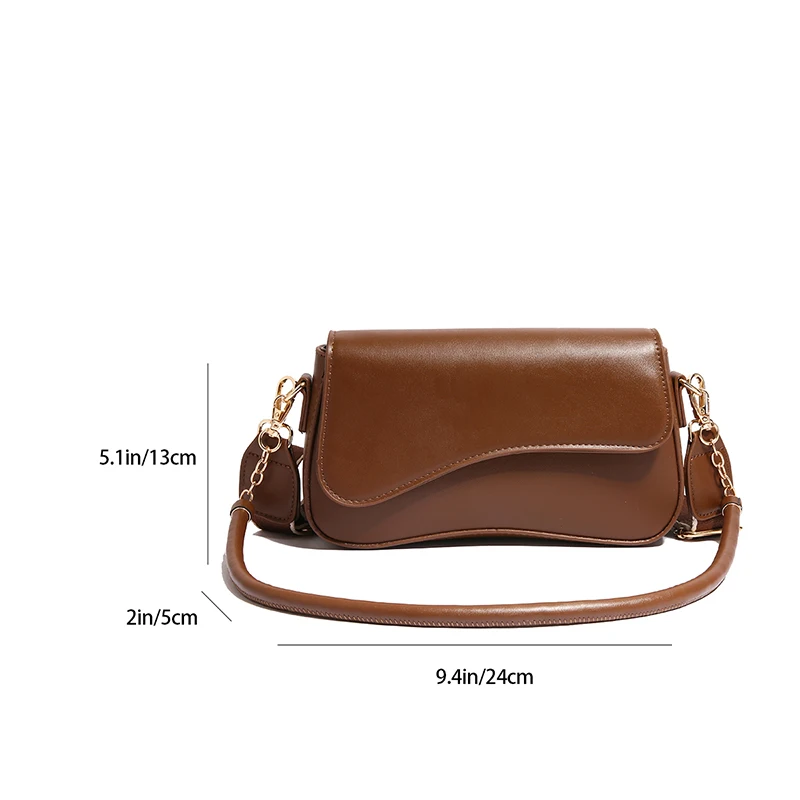 Fashion Elegant Shoulder Bags for Women PU Leather Aesthetic Handbags Female Crossbody Bags Double Belt Removable and Adjustable