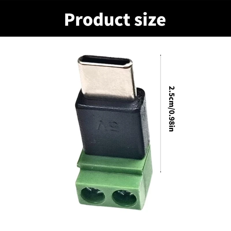 5V Typ C do 2 -pinowy adapter blokowy bez lutowania dla małych urządzeń