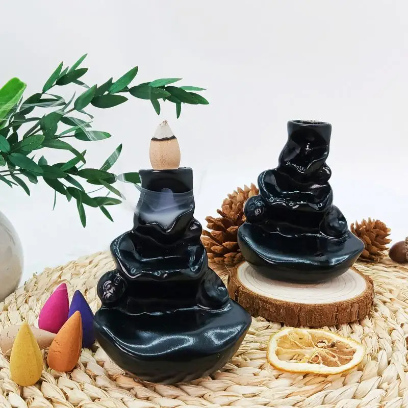 1 قطعة تمثال قابل للجمع ، مبخرة البخور ذات التدفق الخلفي ، الحلي الراتنجية الإبداعية ، الحرف اليدوية ، البخور ، عرض الدخان ، مبخرة المياه المتدفقة في جبال الألب ، موقد الزينة الداخلي لحفل الشاي ، مبخرة البخور (لون عشوائي)