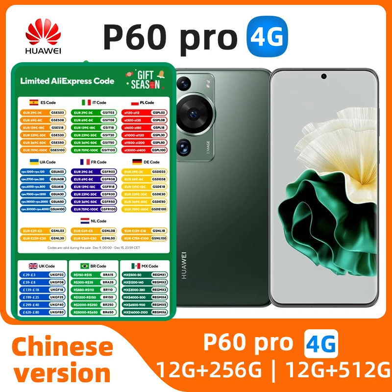 Huawei-スマートフォンp60pro,4g, 6.67インチ,強化ガラススクリーン,snapdragon 8,ハーモニカ,ip68,防水,中古電話