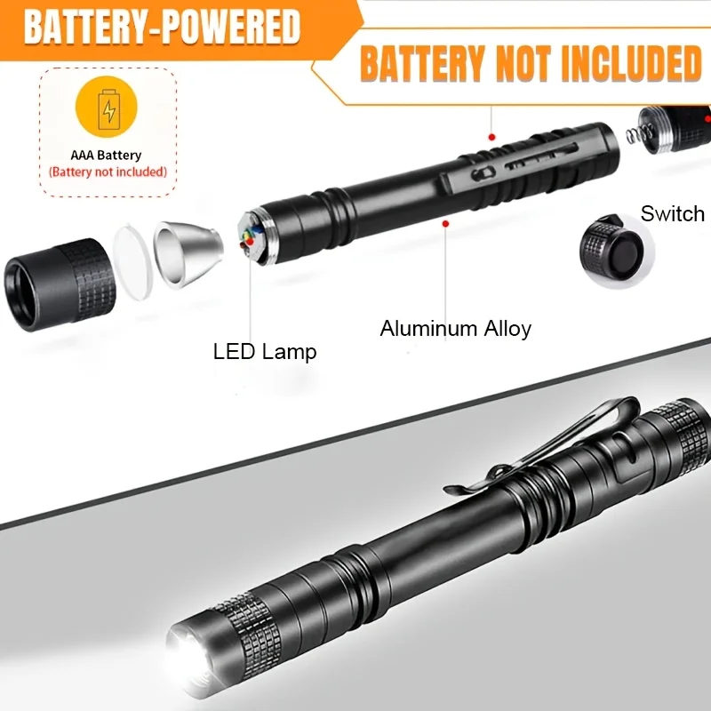 1-10PCS Mini Portable LED Pen Light Pocket Ultra Bright High Lumens Handheld Flashlight Torch For Outdoor Camping Emergency