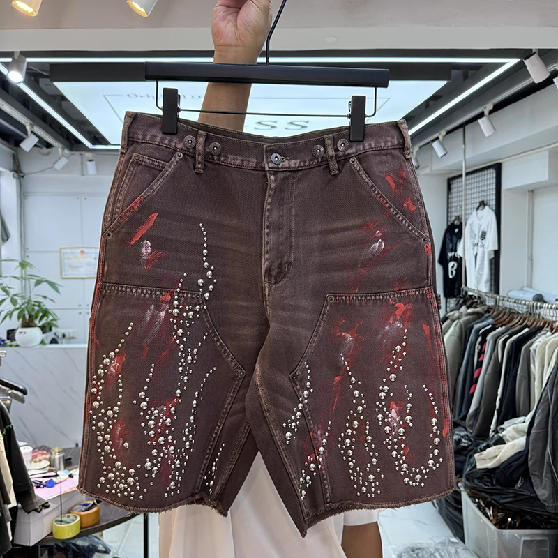 

Джинсы Waed American Heavy-Du Denim, повседневные, свободные, прямые, длиной до колена, модные, для подростков и мужчин