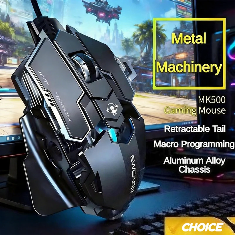 Ratón mecánico para juegos por cable, 9 teclas, definición Macro, 12800DPI, retroiluminado RGB, para ordenador portátil y de escritorio, superventas