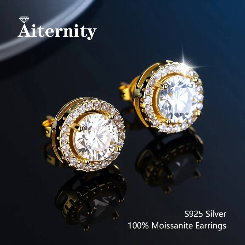 Customized 2.0CT Real S925 Sterling Silver Moissanite Earrings For Womenv Quality Sparkling Wedding Jewelry