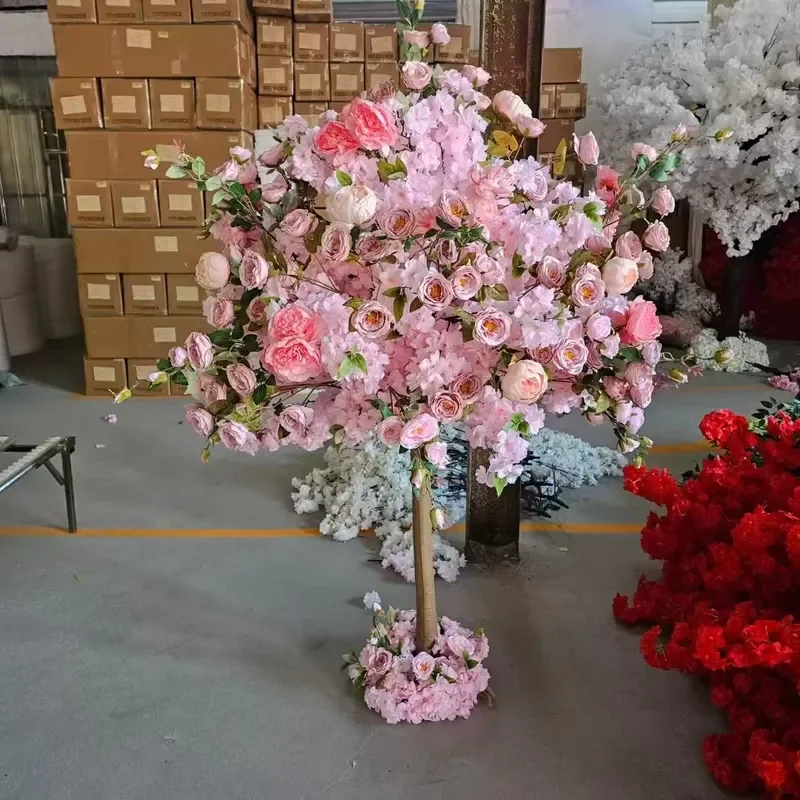 for EG-A002 Customized Size 1.2m 1.5m Wedding Event Decoration Silk Pink Hot Pink Rose Red Cherry Blossom Tree Christmas
