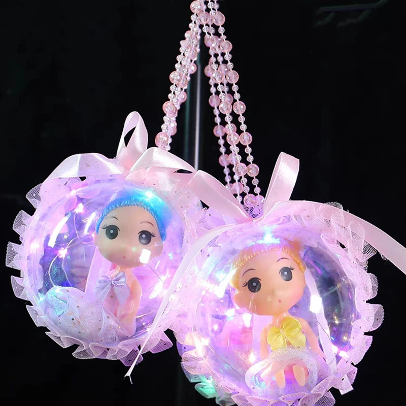 Cute Princess Doll Glowing Bead Chain Handheld Lantern Star Ball Colourful Cartoon Animal Lanterns Kids Glowing Toy Gifts