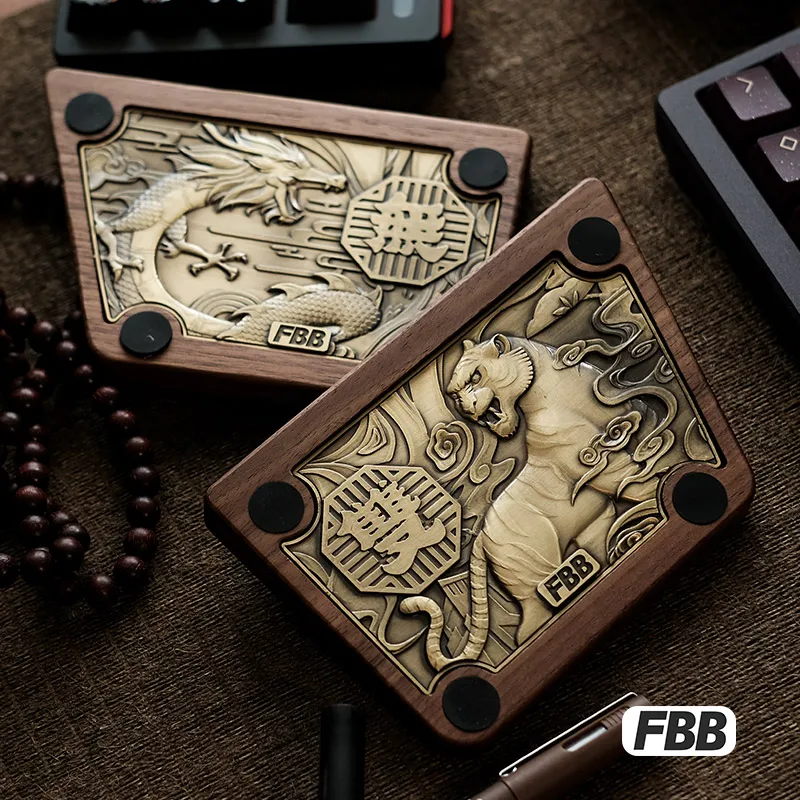 

FBB Wooden Keyboard Wrist Rest Walnut With Metal Nameplate Wrist Rest Mouse Pad Guard for Mechanical Gaming Keyboard 65% 75% 87%