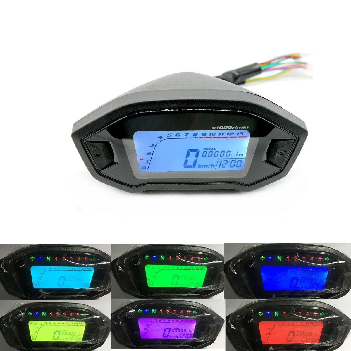 

LCD instrument 12V suitable for motorcycle modification odometer tachometer LCD 2-4 cylinder speedometer