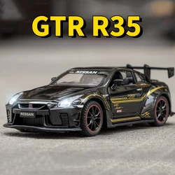 1/32 Scale Nissan GTR R35 Alloy Diecast Toy Car Models Light Music Wheel Pull Back Vehicle Sports Cars Boys Decoration Gifts