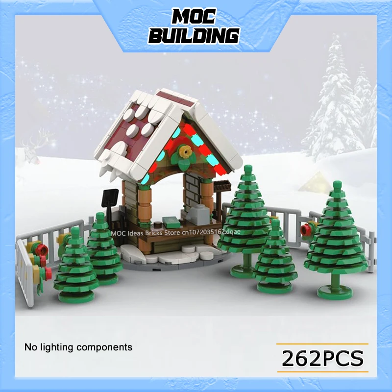 MOC اللبنات عيد الميلاد سلسلة الشتاء مدينة كوخ نموذج الإبداعية الرنة الثلوج شاحنة اللعب لتقوم بها بنفسك تجميع الطوب هدايا عيد الميلاد #3