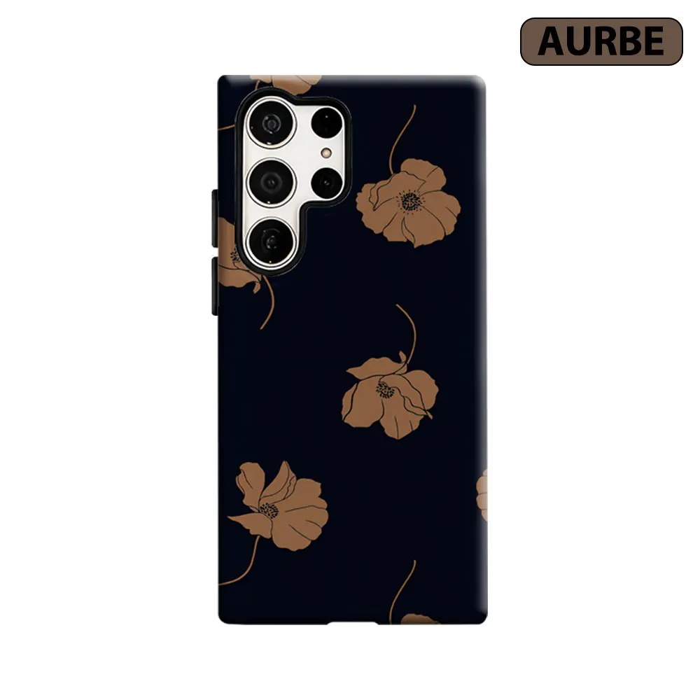 Aurbe Phone Case For Samsung Galaxy S26 S25 S24 S23 Ultra Plus HD Hard Midnight Blossom Double Layer Film Cover