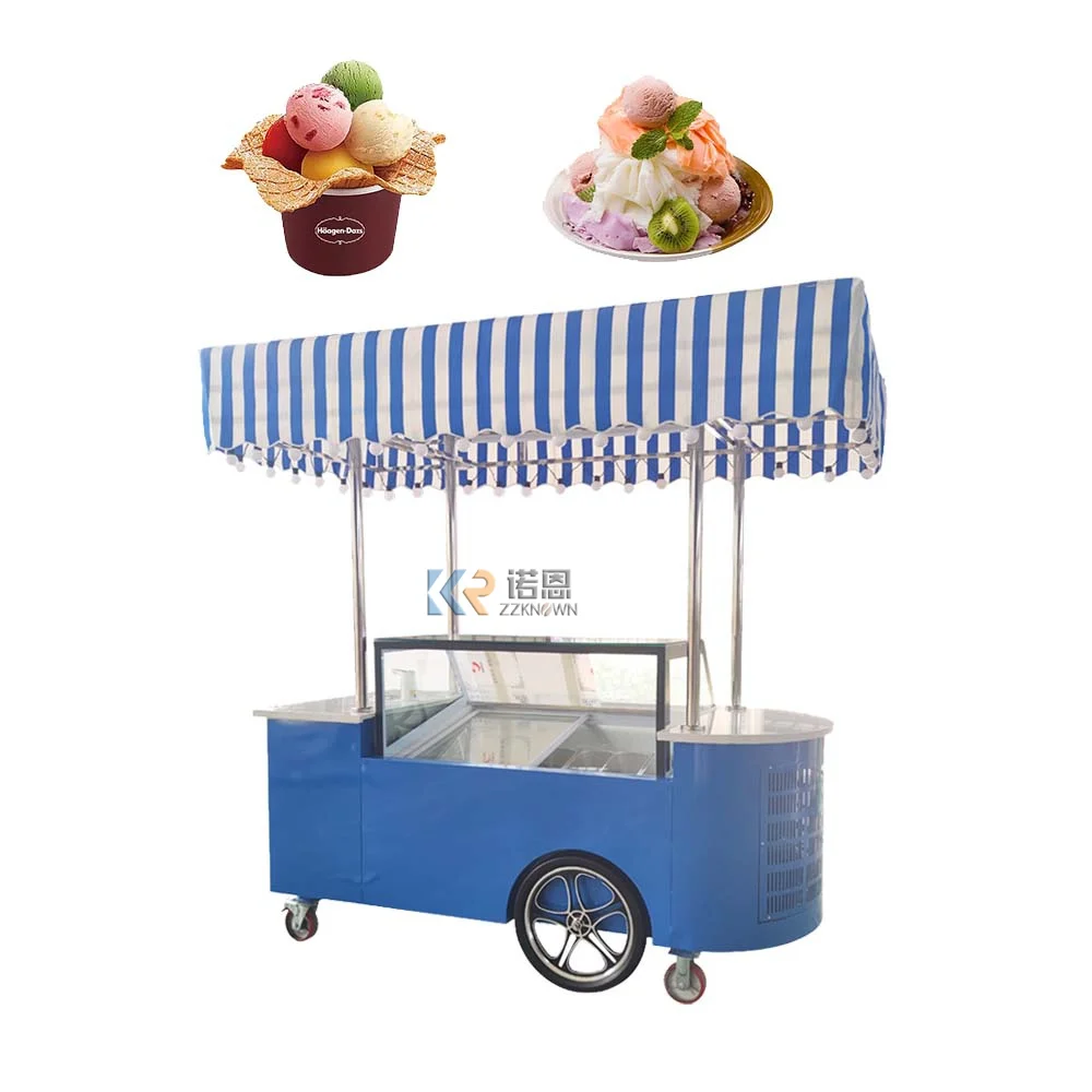 

2026 Good Quality Ice Cream Gelato Showcase Trolley freezer Ice Cream Carts ice Cream Cart Mobile