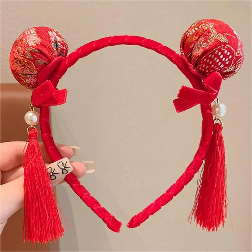 

Fuwa Chinese New Year Headwear Ball Tang Suit Hair Hoop Hanfu Hair Bun Hair Hoop Girl Hair Accessories Children Headband