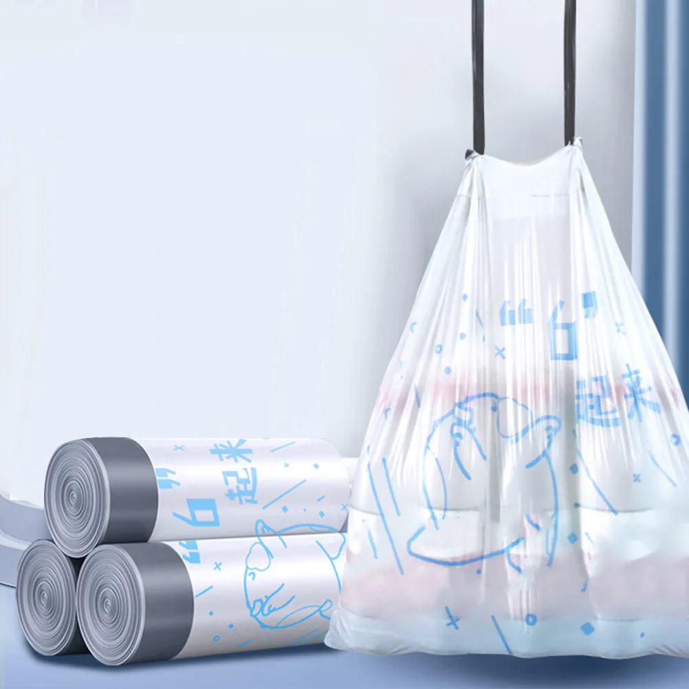69Pcs Automatic Closure Trash Bags Hdpe Drawstring Garbage Bags Thickened Household Kitchen Dining Room Hotel Use