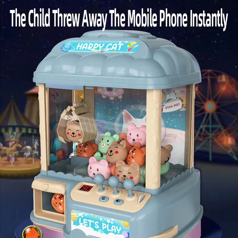 STLF Kids Mini  Doll Catching Machine Mini Grabbing Twisted  and Candy Machine Small Home Coin-operated Toy Boy and