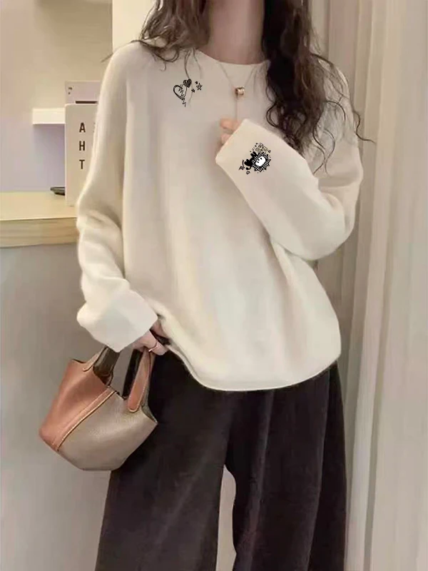 Women's round Neck Long Sleeve Thickened Velvet T-shirt Autumn Winter Fashionable Base Layer Shirt Korean Style Straight Cut