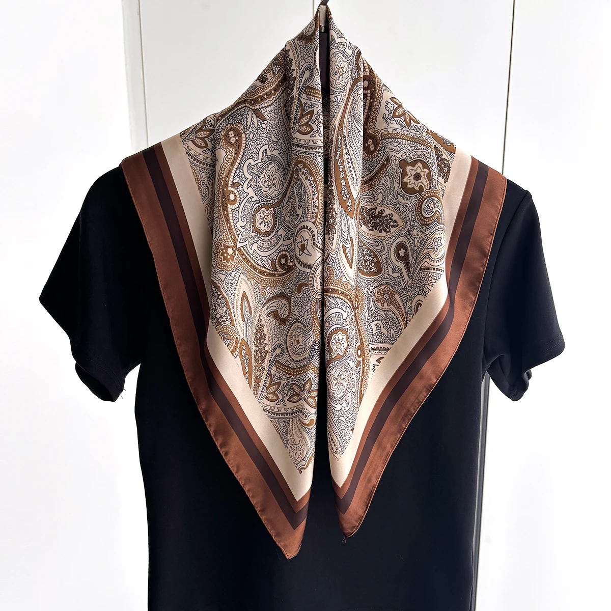 Luxury Floral Print Square Scarf For Women Soft Hairband Neckerchief Head Hijab Paisley Headband Foulard Bag Ribbon Bandana image 2