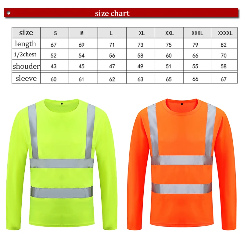 Camisas de alta visibilidad, camiseta reflectante de seguridad, manga larga, Hi Vis, secado rápido, ropa de trabajo de construcción, amarillo