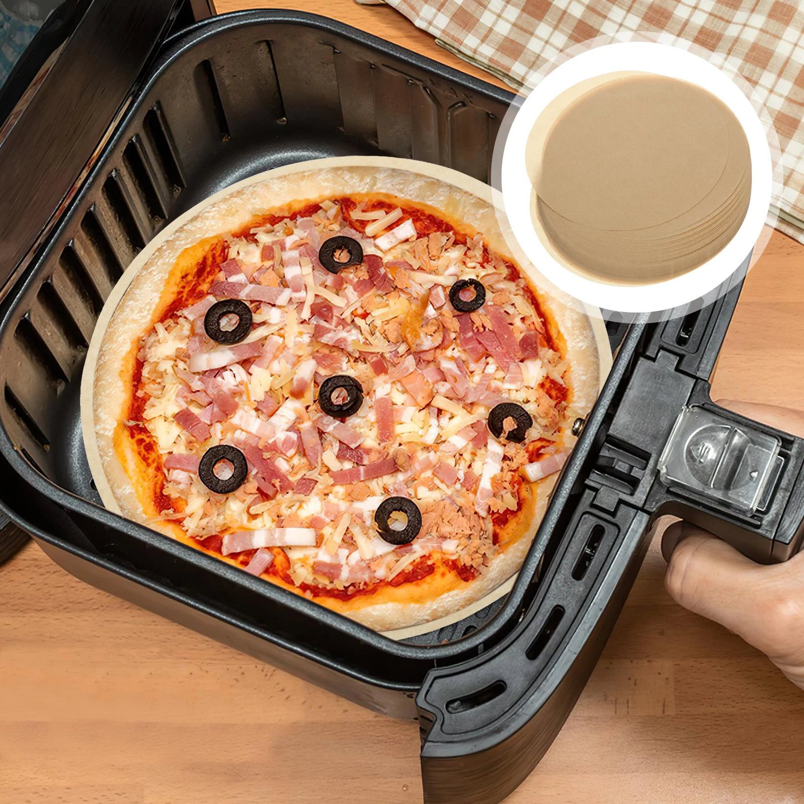 

100 Sheets Air Fryer Parchment Paper Liners Non-Stick Baking Sheets for Pizza Bread Cookies Meat Oven Liner Parchment Paper