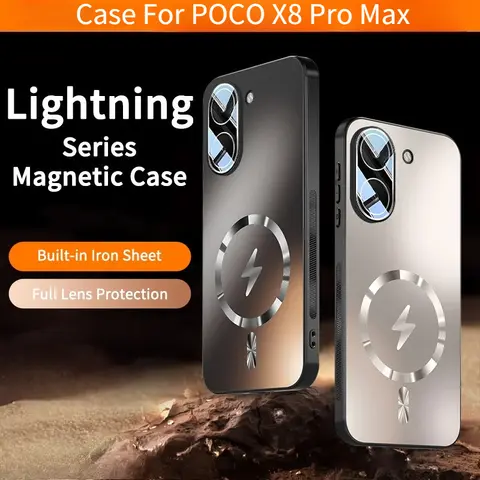 Luxury Hard AG Matte Magnetic Wireless Charging Case for POCO X8 Pro Max X8 Pro Redmi Turbo 5 5 Max Lens Protective Back Cover