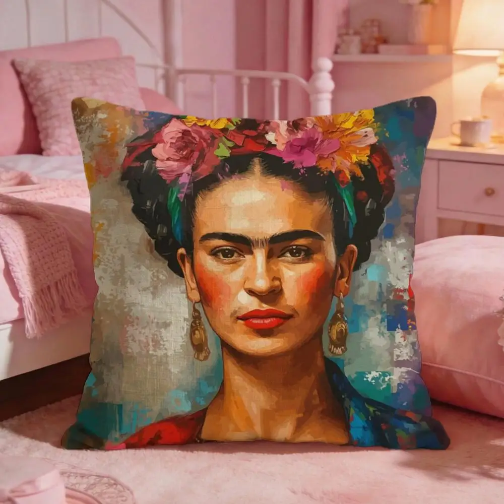 Frida Kahlo Painting Art Cushion Cover Premium Comfort Reversible Pillow Cove -Two in One Design for Any Room & Car Interior