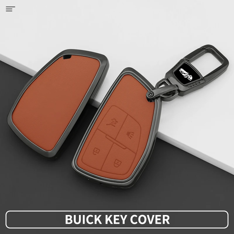 Zinc Alloy Leather Car Key Fob Cover For Buick ENVISION S plus Avenir 2020-2023 Durable Gadget Funda Llave Carcasa Llavero