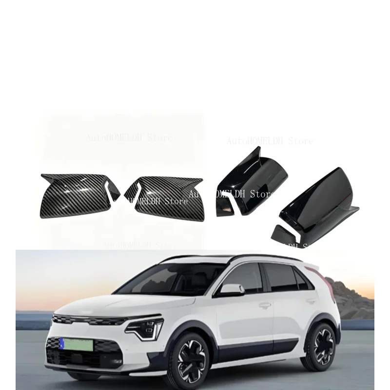 Car Rearview Side Mirror Cover Fit For  Kia Niro 2022 2023 2024 2025 Carbon Fiber Wing Cap Rear View Case Trim