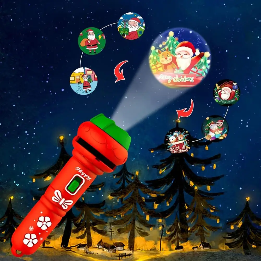 Christmas Projector Toy with 24 Slide Shows Simulation Projection Flashlight Children Luminous Toy Colors Patterns Cognition Toy