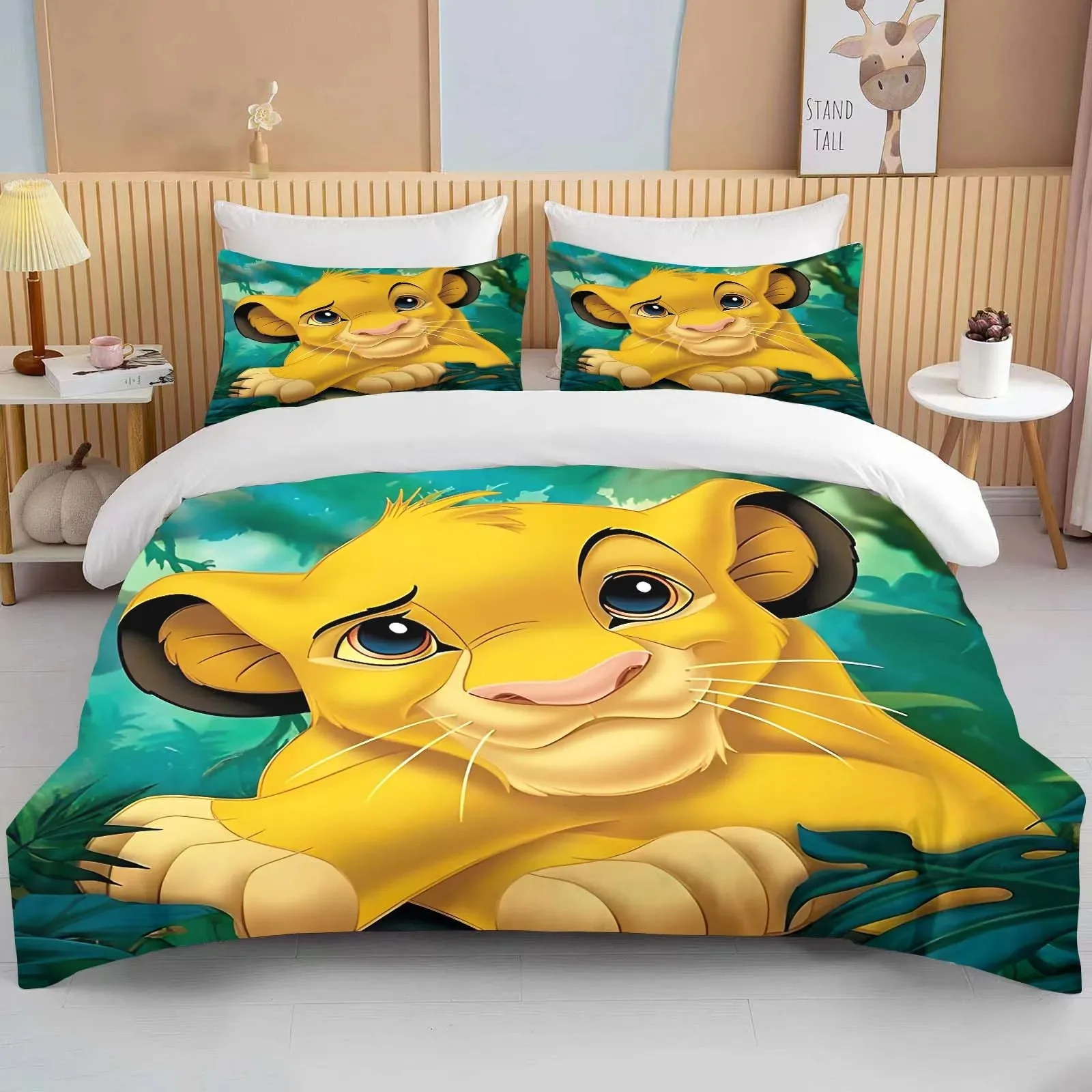 Boy Girls Duvet Cover Gift Lion King Duvet Cover Pillowcase, Disney Bedding Set Queen Double Bed Room Bedroom Decoration