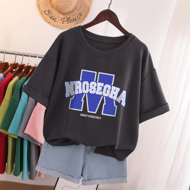 EBAIHUI 100% Cotton L-6XL T Shirt Plus Size Tshirt Short Sleeve Solid Women Top Summer Print Couple O Neck Oversized T Shirts