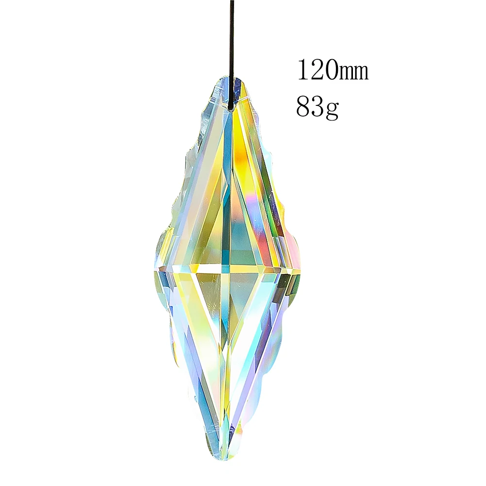 120mm Double Pointed Prism Pendant AB Color Light Crystal Lucky Knot Rainbow Maker Suncatcher Living Room Chandelier Accessories