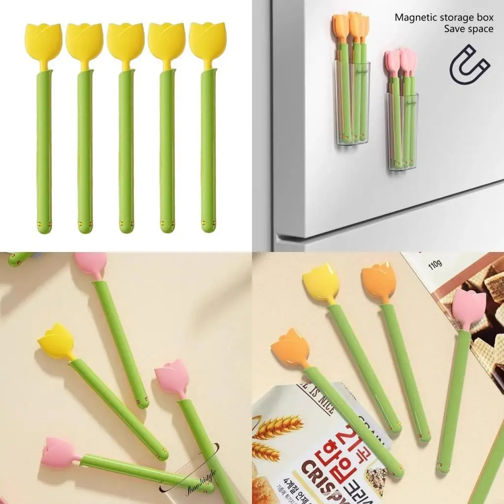 62KD 5 Pieces Fashionable Elegant Tulips Styles Clip With Storage Box Accessory for Home and Travel Use