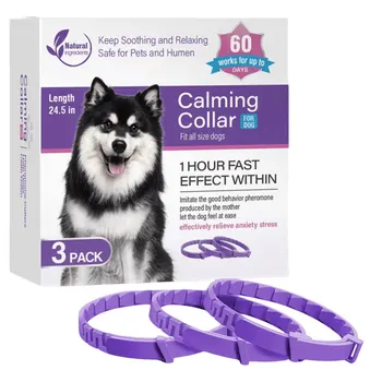 3/4 Pack Pet Calming Collar Stress and Anxiety Relief Calm Collar Adjustable Natural Calm Relax Soothing Collars for Cats Dogs 3