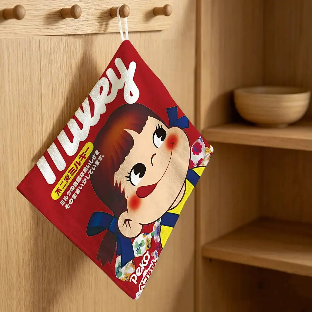 Classic Confectionery Logo F-Fujiya Polyester Cotton Hand Wiping Towel, Hanging Design, Durable for Household Restaurant Use