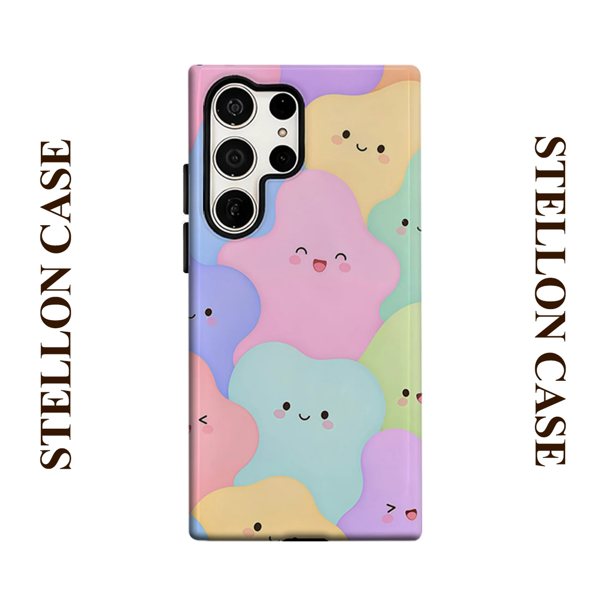 Pastel Cloud Blob Glossy Double Layer Shockproof Phone Case For Samsung Galaxy S25 Ultra S24 Plus S23  Ultra Hard Back Cover