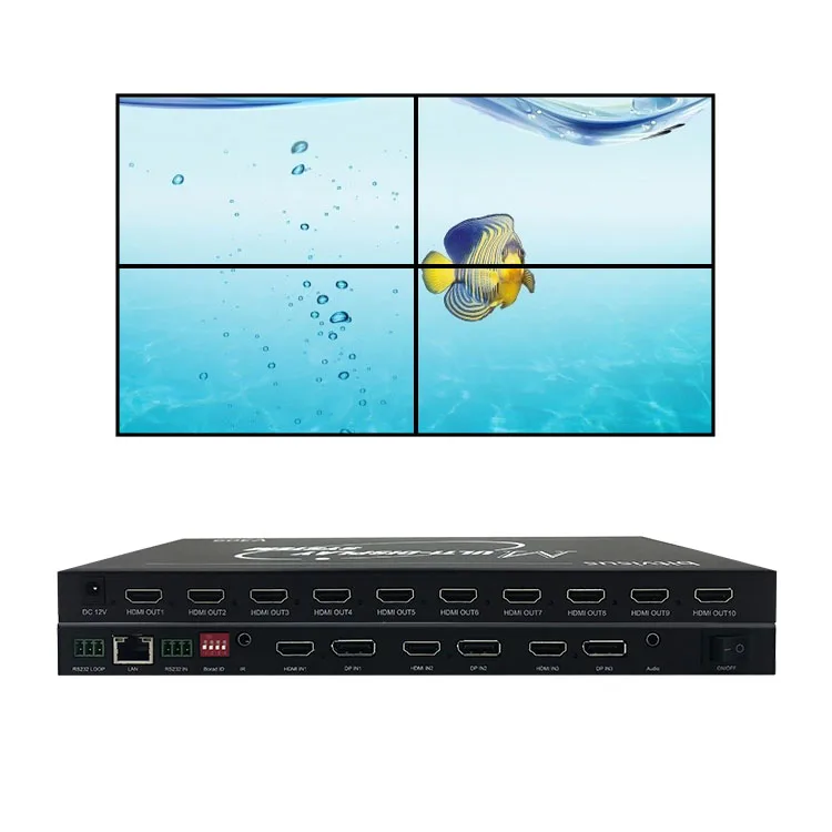 X Customizable Professional Video Wall Processor 1X4-1X7 Multi-screen Bitvisus Model MSE-8K-309HD 10HDMI Outputs 3DP Inputs