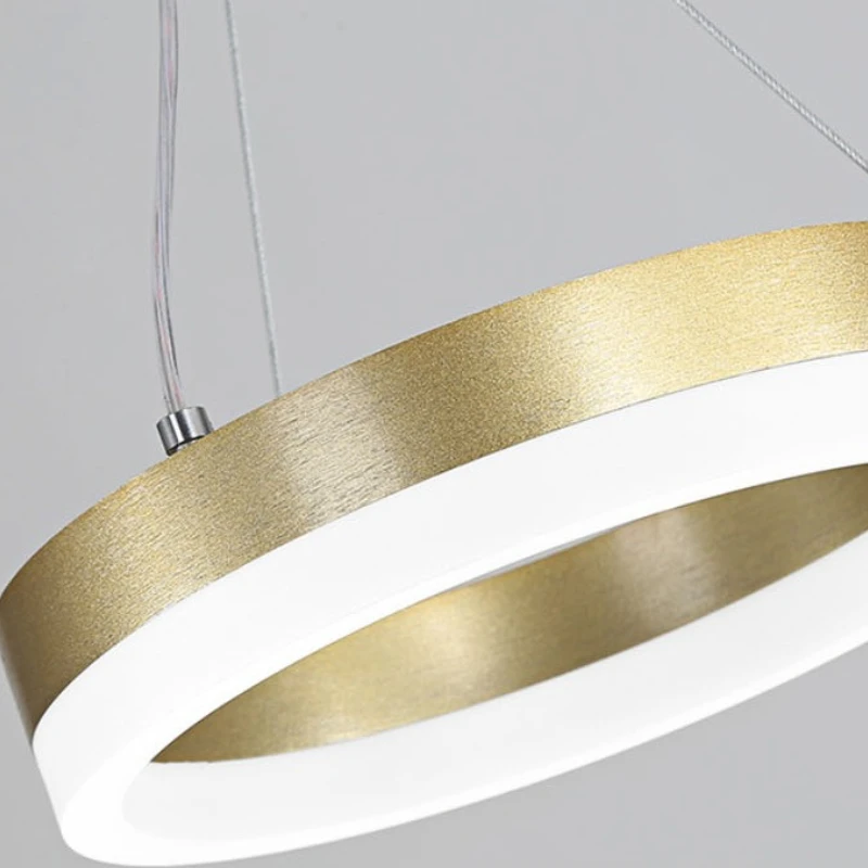 Modern Minimalist Round Square Gold Coffee Color Led Pendant Light for Living Dining Table Room Home Decor Hanging Light Fixture