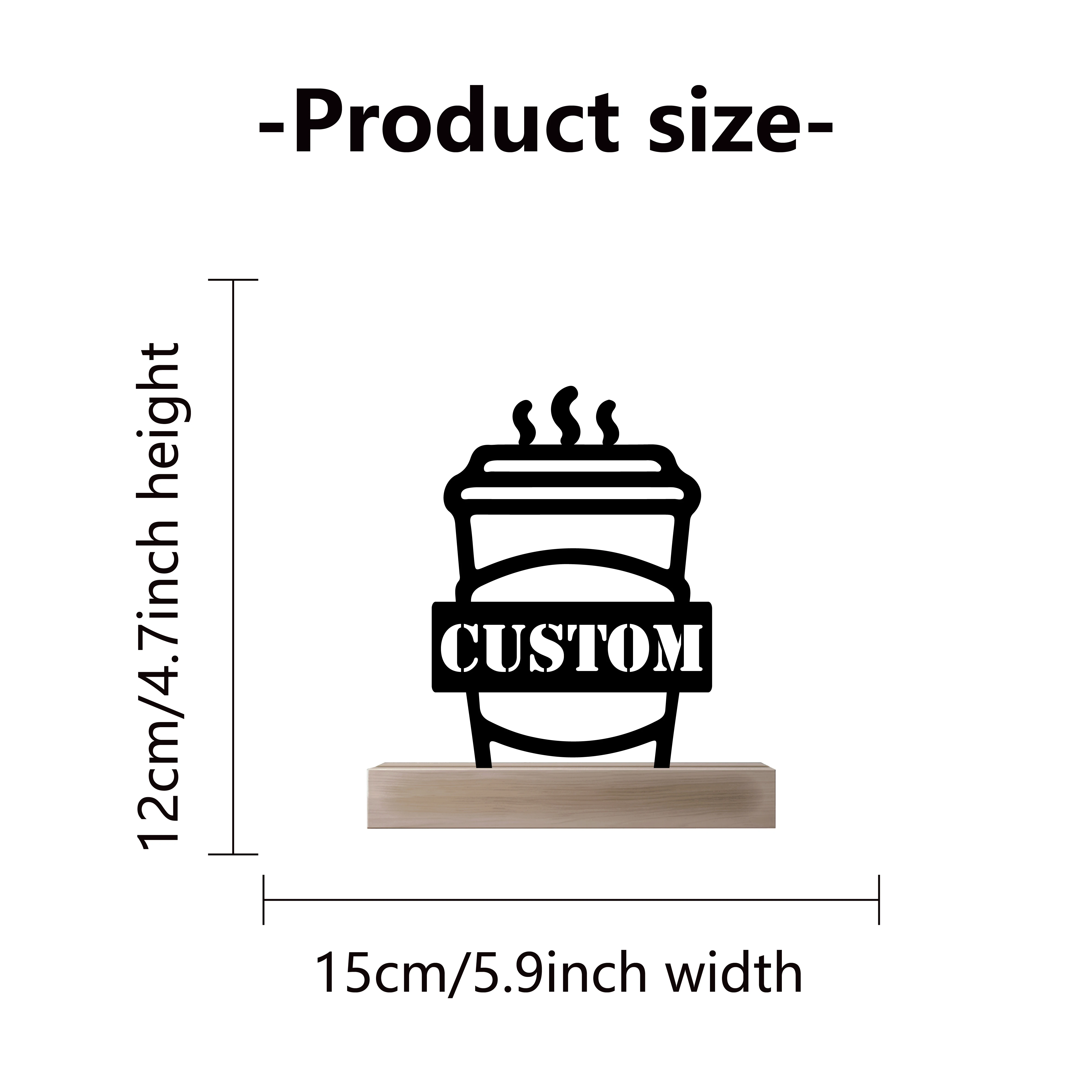 1pc Abstract drink Customized Text Iron Statue With Wood Base Metal Ornament Iron Sculpture Handicraft With Wood Base Bedroom