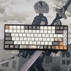 NieR Automata 2B 128 Key Cap PBT DYE Sublimation Cherry MX Cross Axis Switch Keycap Key Cover for Mechanical Keyboard Gift