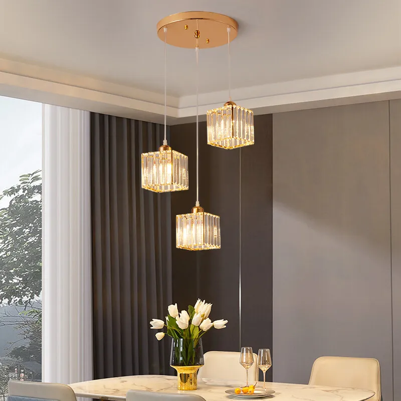 Luxury Pendant Lights Crystal Led Ceiling Round Square Lampshade Modern Dining Room Pendant Lamp For Living Room Bedroom